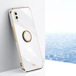 XINLI custodia per telefono in TPU elettrolitico con bordo dritto 6D con supporto per anello, For Huawei Enjoy 50 Plus, For Huawei Enjoy 9, For Huawei Enjoy 50