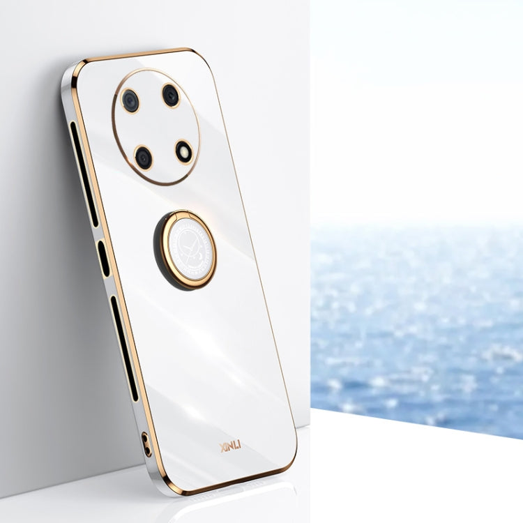 XINLI custodia per telefono in TPU elettrolitico con bordo dritto 6D con supporto per anello, For Huawei Enjoy 50 Pro