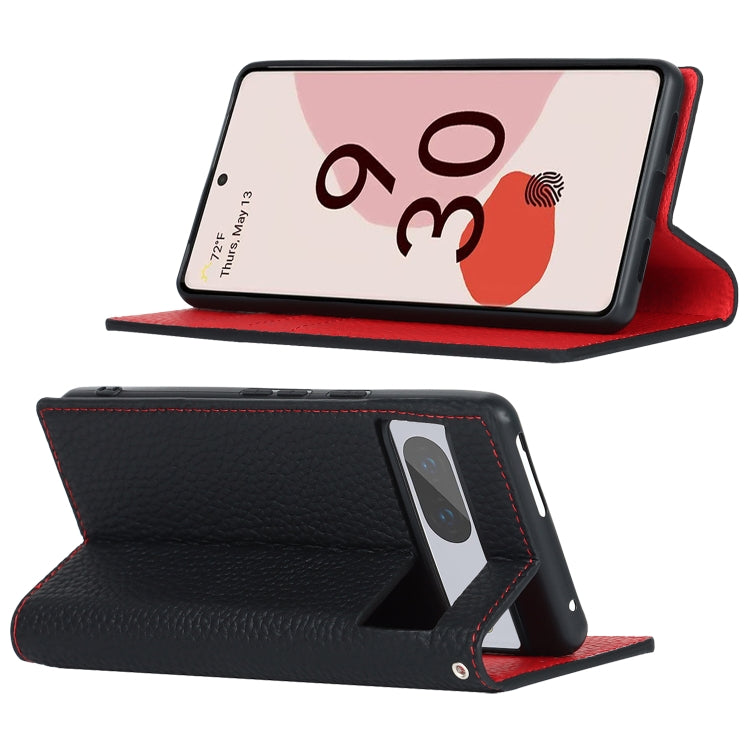 Custodia per telefono in vera pelle con texture Litchi, For Google Pixel 7 5G