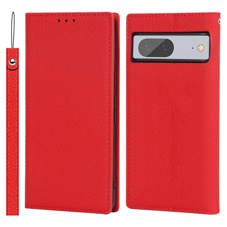 Custodia per telefono in vera pelle con texture Litchi, For Google Pixel 7 5G