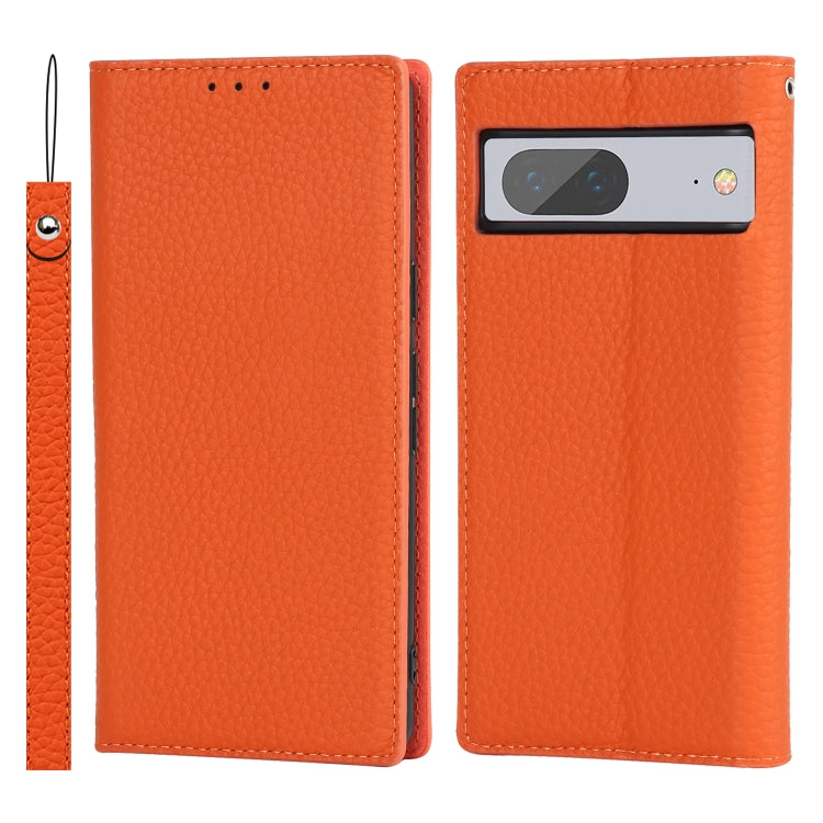 Custodia per telefono in vera pelle con texture Litchi, For Google Pixel 7 5G
