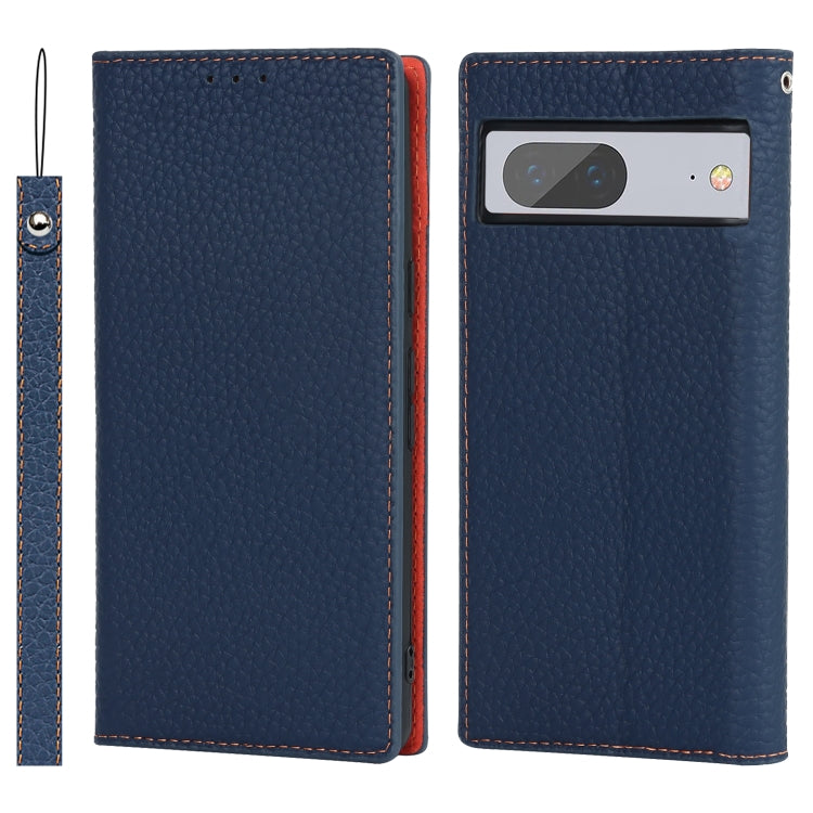 Custodia per telefono in vera pelle con texture Litchi, For Google Pixel 7 5G