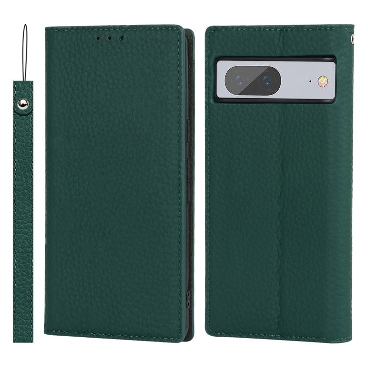 Custodia per telefono in vera pelle con texture Litchi, For Google Pixel 7 5G