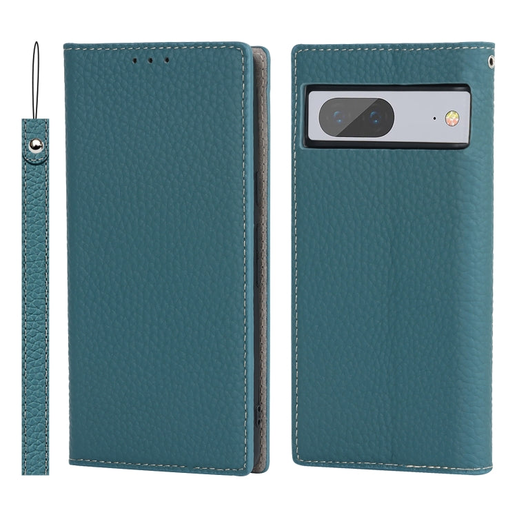 Custodia per telefono in vera pelle con texture Litchi, For Google Pixel 7 5G