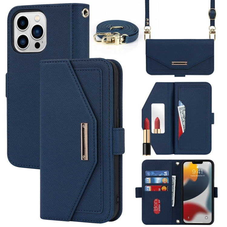 Custodia per telefono in pelle con cordino a trama incrociata, For iPhone 14 Pro Max, For iPhone 14 Pro, For iPhone 14, For iPhone 14 Plus