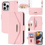 Custodia per telefono in pelle con cordino a trama incrociata, For iPhone 14 Pro Max, For iPhone 14 Pro, For iPhone 14, For iPhone 14 Plus