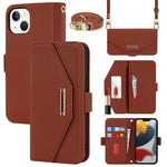 Custodia per telefono in pelle con cordino a trama incrociata, For iPhone 14 Pro Max, For iPhone 14 Pro, For iPhone 14, For iPhone 14 Plus
