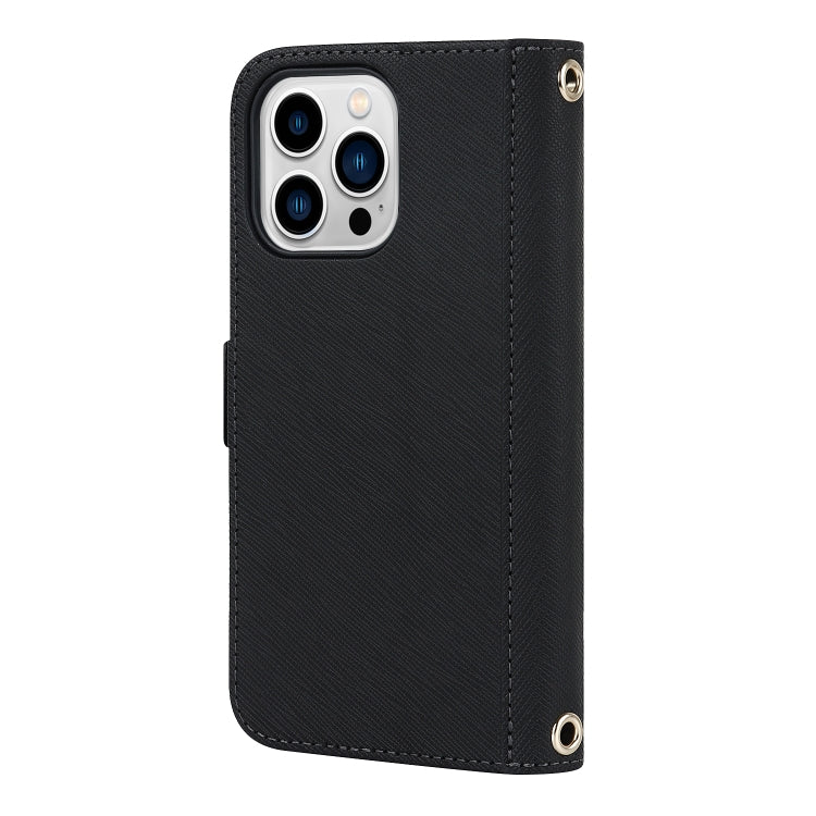 Custodia per telefono in pelle con cordino a trama incrociata, For iPhone 13 Pro Max, For iPhone 13 Pro, For iPhone 13 mini, For iPhone 12 Pro Max