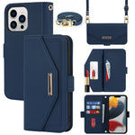 Custodia per telefono in pelle con cordino a trama incrociata, For iPhone 13 Pro Max, For iPhone 13 Pro, For iPhone 13 mini, For iPhone 12 Pro Max