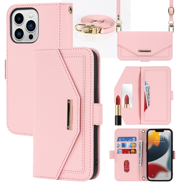 Custodia per telefono in pelle con cordino a trama incrociata, For iPhone 13 Pro Max, For iPhone 13 Pro, For iPhone 13 mini, For iPhone 12 Pro Max