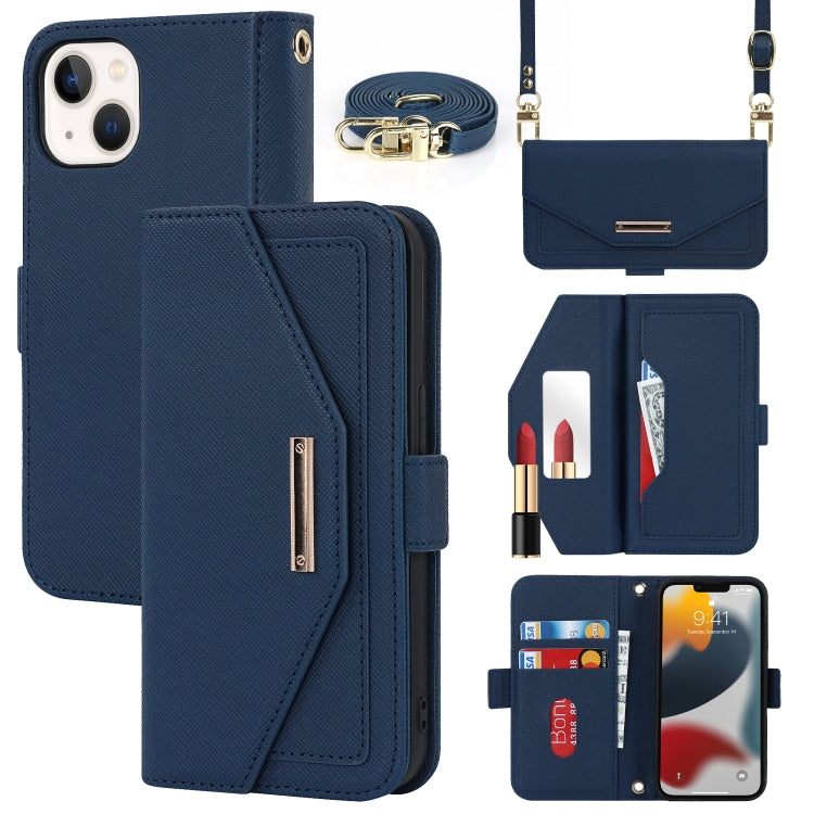Custodia per telefono in pelle con cordino a trama incrociata, For iPhone 8 Plus / 7 Plus, For iPhone 13, For iPhone 11, For iPhone XR, For iPhone SE 2022 / SE 2020 / 8 / 7