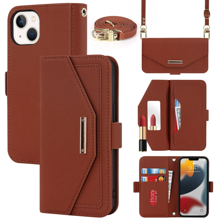 Custodia per telefono in pelle con cordino a trama incrociata, For iPhone 13 Pro Max, For iPhone 13 Pro, For iPhone 13 mini, For iPhone 12 Pro Max