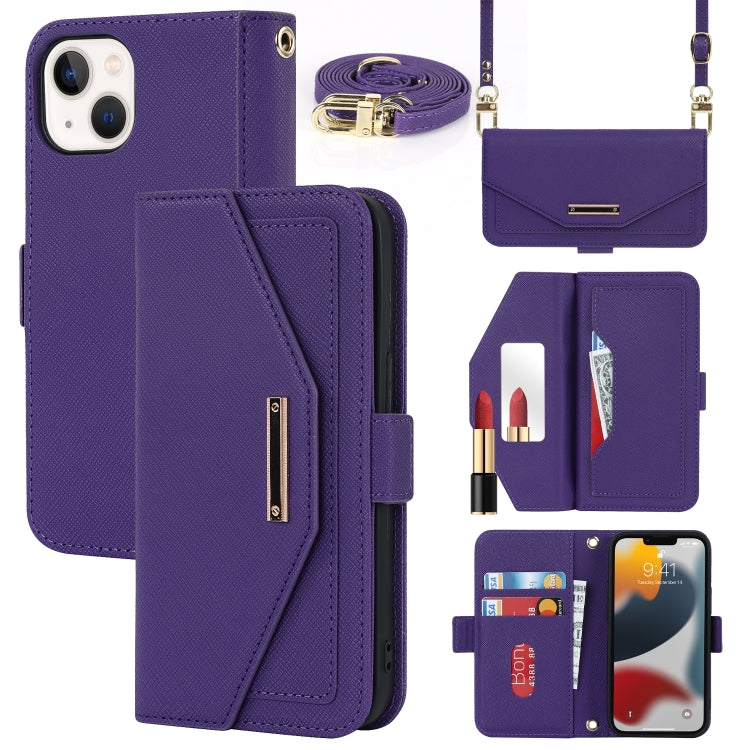 Custodia per telefono in pelle con cordino a trama incrociata, For iPhone 13 Pro Max, For iPhone 13 Pro, For iPhone 13 mini, For iPhone 12 Pro Max