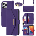 Custodia per telefono in pelle con cordino a trama incrociata, For iPhone 13 Pro Max, For iPhone 13 Pro, For iPhone 13 mini, For iPhone 12 Pro Max