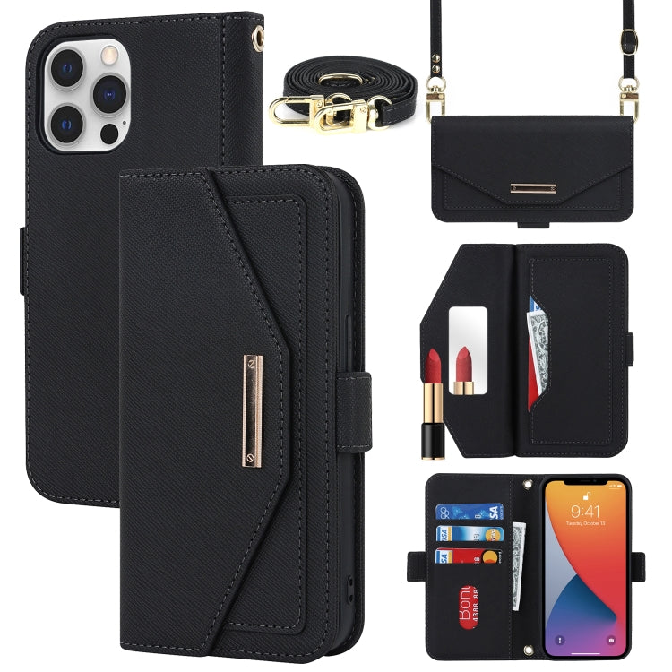 Custodia per telefono in pelle con cordino a trama incrociata, For iPhone 12 / 12 Pro, For iPhone 12 mini, For iPhone 11 Pro Max, For iPhone 11 Pro