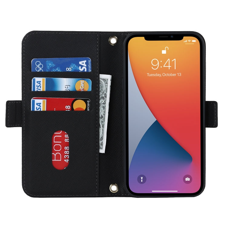 Custodia per telefono in pelle con cordino a trama incrociata, For iPhone 12 / 12 Pro, For iPhone 12 mini, For iPhone 11 Pro Max, For iPhone 11 Pro