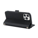 Custodia per telefono in pelle con cordino a trama incrociata, For iPhone 12 / 12 Pro, For iPhone 12 mini, For iPhone 11 Pro Max, For iPhone 11 Pro