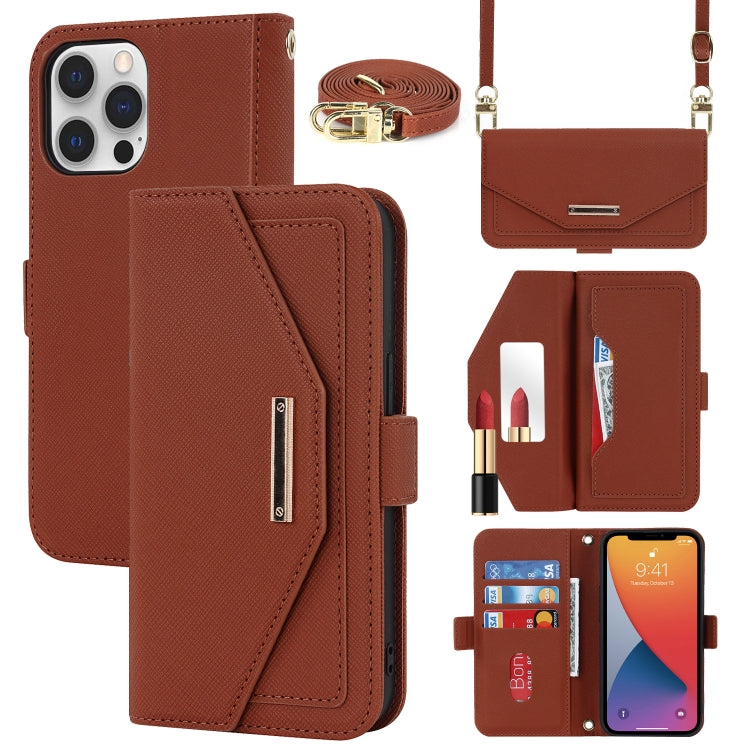 Custodia per telefono in pelle con cordino a trama incrociata, For iPhone 12 / 12 Pro, For iPhone 12 mini, For iPhone 11 Pro Max, For iPhone 11 Pro