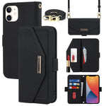 Custodia per telefono in pelle con cordino a trama incrociata, For iPhone 12 / 12 Pro, For iPhone 12 mini, For iPhone 11 Pro Max, For iPhone 11 Pro