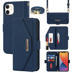 Custodia per telefono in pelle con cordino a trama incrociata, For iPhone 12 / 12 Pro, For iPhone 12 mini, For iPhone 11 Pro Max, For iPhone 11 Pro