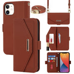 Custodia per telefono in pelle con cordino a trama incrociata, For iPhone 12 / 12 Pro, For iPhone 12 mini, For iPhone 11 Pro Max, For iPhone 11 Pro