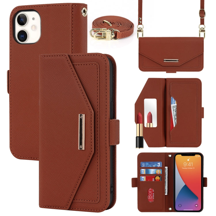 Custodia per telefono in pelle con cordino a trama incrociata, For iPhone 12 / 12 Pro, For iPhone 12 mini, For iPhone 11 Pro Max, For iPhone 11 Pro