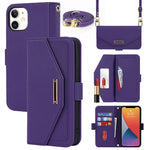 Custodia per telefono in pelle con cordino a trama incrociata, For iPhone 12 / 12 Pro, For iPhone 12 mini, For iPhone 11 Pro Max, For iPhone 11 Pro