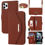 Custodia per telefono in pelle con cordino a trama incrociata, For iPhone 12 / 12 Pro, For iPhone 12 mini, For iPhone 11 Pro Max, For iPhone 11 Pro