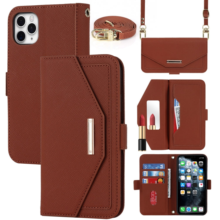 Custodia per telefono in pelle con cordino a trama incrociata, For iPhone 12 / 12 Pro, For iPhone 12 mini, For iPhone 11 Pro Max, For iPhone 11 Pro