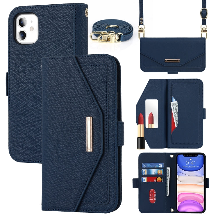 Custodia per telefono in pelle con cordino a trama incrociata, For iPhone 8 Plus / 7 Plus, For iPhone 13, For iPhone 11, For iPhone XR, For iPhone SE 2022 / SE 2020 / 8 / 7