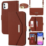 Custodia per telefono in pelle con cordino a trama incrociata, For iPhone 8 Plus / 7 Plus, For iPhone 13, For iPhone 11, For iPhone XR, For iPhone SE 2022 / SE 2020 / 8 / 7