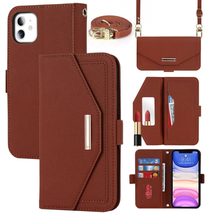 Custodia per telefono in pelle con cordino a trama incrociata, For iPhone 8 Plus / 7 Plus, For iPhone 13, For iPhone 11, For iPhone XR, For iPhone SE 2022 / SE 2020 / 8 / 7