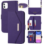 Custodia per telefono in pelle con cordino a trama incrociata, For iPhone 8 Plus / 7 Plus, For iPhone 13, For iPhone 11, For iPhone XR, For iPhone SE 2022 / SE 2020 / 8 / 7