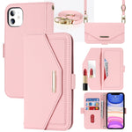 Custodia per telefono in pelle con cordino a trama incrociata, For iPhone 8 Plus / 7 Plus, For iPhone 13, For iPhone 11, For iPhone XR, For iPhone SE 2022 / SE 2020 / 8 / 7