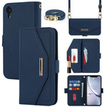 Custodia per telefono in pelle con cordino a trama incrociata, For iPhone 8 Plus / 7 Plus, For iPhone 13, For iPhone 11, For iPhone XR, For iPhone SE 2022 / SE 2020 / 8 / 7