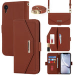 Custodia per telefono in pelle con cordino a trama incrociata, For iPhone 8 Plus / 7 Plus, For iPhone 13, For iPhone 11, For iPhone XR, For iPhone SE 2022 / SE 2020 / 8 / 7
