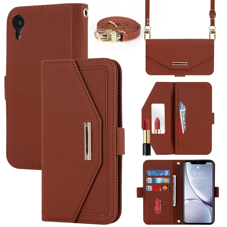 Custodia per telefono in pelle con cordino a trama incrociata, For iPhone 8 Plus / 7 Plus, For iPhone 13, For iPhone 11, For iPhone XR, For iPhone SE 2022 / SE 2020 / 8 / 7