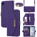 Custodia per telefono in pelle con cordino a trama incrociata, For iPhone 8 Plus / 7 Plus, For iPhone 13, For iPhone 11, For iPhone XR, For iPhone SE 2022 / SE 2020 / 8 / 7