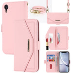 Custodia per telefono in pelle con cordino a trama incrociata, For iPhone 8 Plus / 7 Plus, For iPhone 13, For iPhone 11, For iPhone XR, For iPhone SE 2022 / SE 2020 / 8 / 7