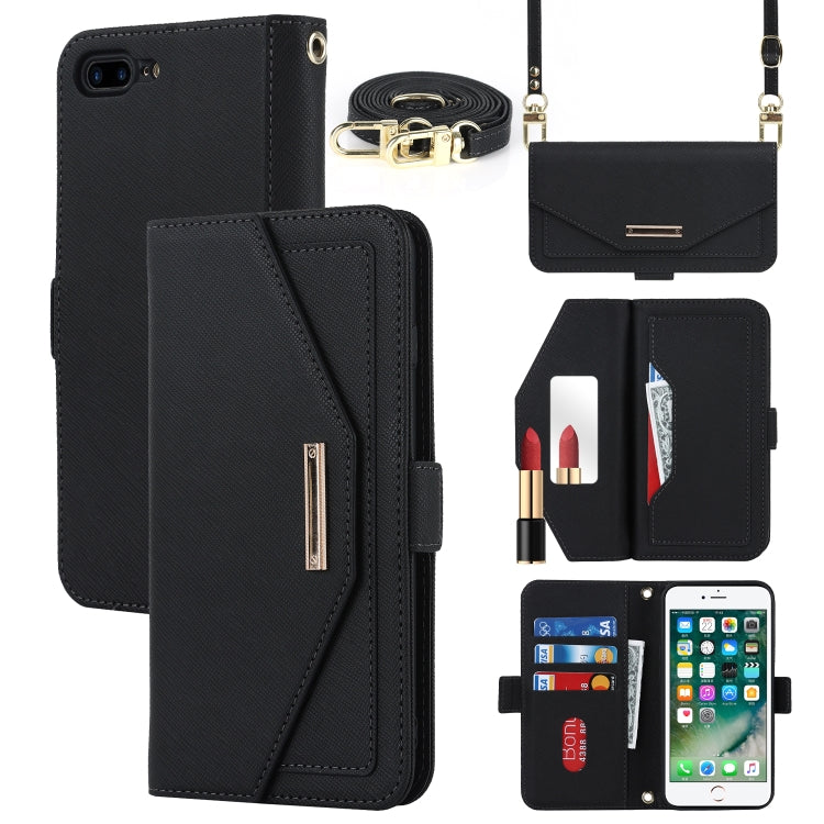 Custodia per telefono in pelle con cordino a trama incrociata, For iPhone 8 Plus / 7 Plus, For iPhone 13, For iPhone 11, For iPhone XR, For iPhone SE 2022 / SE 2020 / 8 / 7