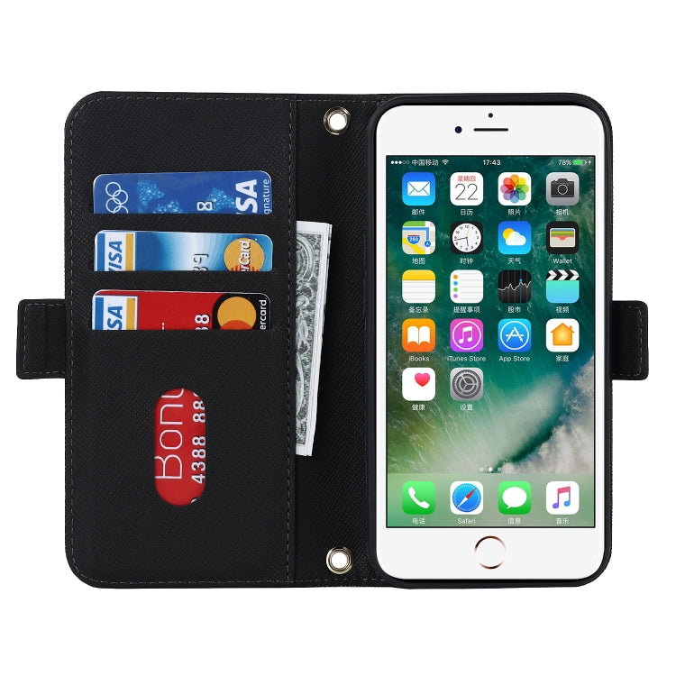 Custodia per telefono in pelle con cordino a trama incrociata, For iPhone 8 Plus / 7 Plus, For iPhone 13, For iPhone 11, For iPhone XR, For iPhone SE 2022 / SE 2020 / 8 / 7