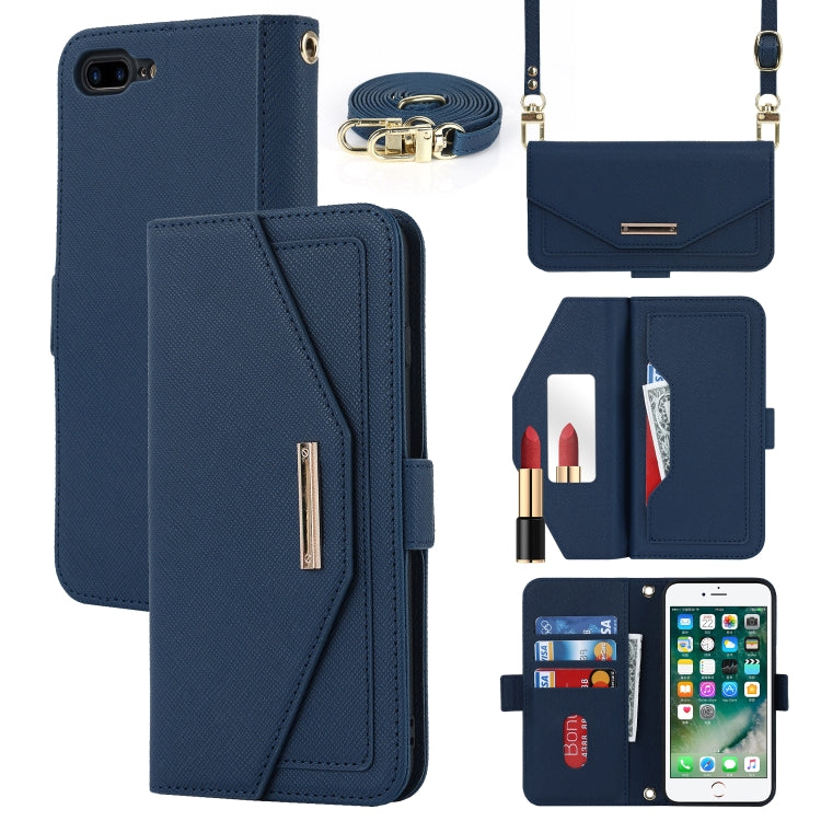 Custodia per telefono in pelle con cordino a trama incrociata, For iPhone 8 Plus / 7 Plus, For iPhone 13, For iPhone 11, For iPhone XR, For iPhone SE 2022 / SE 2020 / 8 / 7