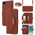 Custodia per telefono in pelle con cordino a trama incrociata, For iPhone 8 Plus / 7 Plus, For iPhone 13, For iPhone 11, For iPhone XR, For iPhone SE 2022 / SE 2020 / 8 / 7
