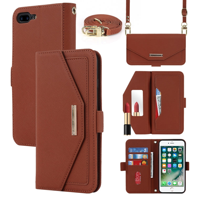 Custodia per telefono in pelle con cordino a trama incrociata, For iPhone 8 Plus / 7 Plus, For iPhone 13, For iPhone 11, For iPhone XR, For iPhone SE 2022 / SE 2020 / 8 / 7