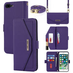Custodia per telefono in pelle con cordino a trama incrociata, For iPhone 8 Plus / 7 Plus, For iPhone 13, For iPhone 11, For iPhone XR, For iPhone SE 2022 / SE 2020 / 8 / 7