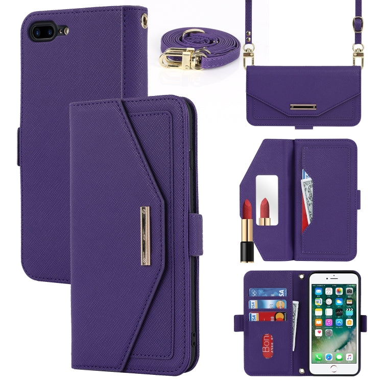 Custodia per telefono in pelle con cordino a trama incrociata, For iPhone 8 Plus / 7 Plus, For iPhone 13, For iPhone 11, For iPhone XR, For iPhone SE 2022 / SE 2020 / 8 / 7