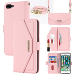 Custodia per telefono in pelle con cordino a trama incrociata, For iPhone 8 Plus / 7 Plus, For iPhone 13, For iPhone 11, For iPhone XR, For iPhone SE 2022 / SE 2020 / 8 / 7
