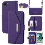 Custodia per telefono in pelle con cordino a trama incrociata, For iPhone 8 Plus / 7 Plus, For iPhone 13, For iPhone 11, For iPhone XR, For iPhone SE 2022 / SE 2020 / 8 / 7
