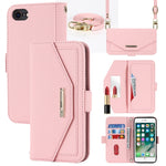 Custodia per telefono in pelle con cordino a trama incrociata, For iPhone 8 Plus / 7 Plus, For iPhone 13, For iPhone 11, For iPhone XR, For iPhone SE 2022 / SE 2020 / 8 / 7