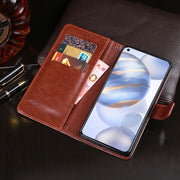 idewei Custodia in pelle a vibrazione orizzontale Crazy Horse Texture con supporto e slot per carte e portafoglio, For Huawei Honor 30